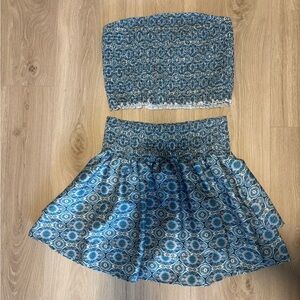Two piece co-ord outfit skirt and tube top set